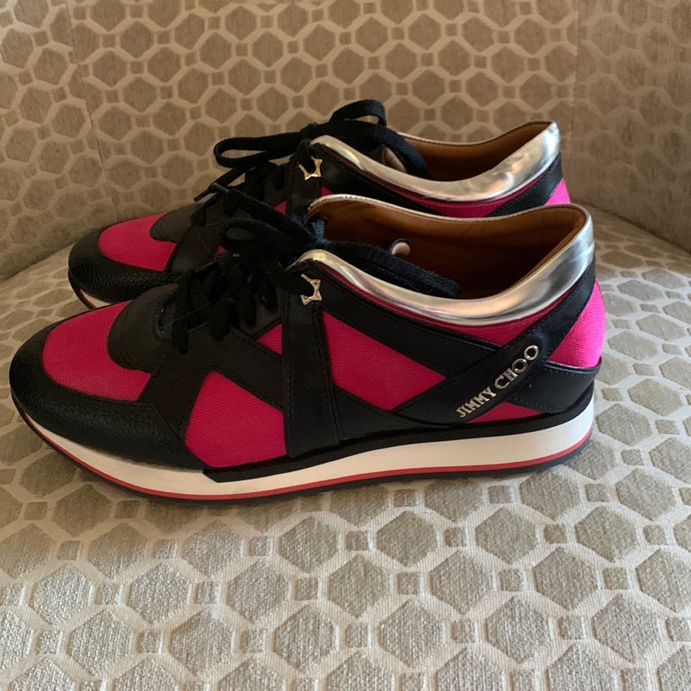 🎈JIMMY CHOO London pink sneakers size 40.5 Like New!